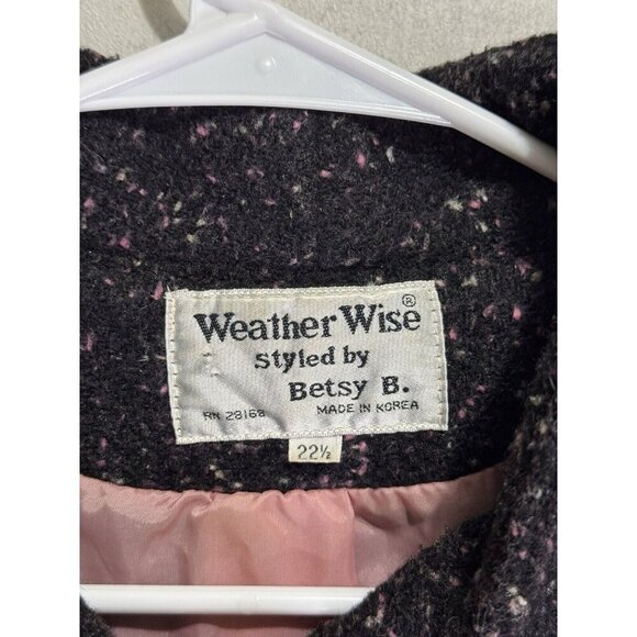 Womens Wool Blend Mandarin Collar Button Down Speckled Pink Jacket Coat Sz 22 - Picture 7 of 11